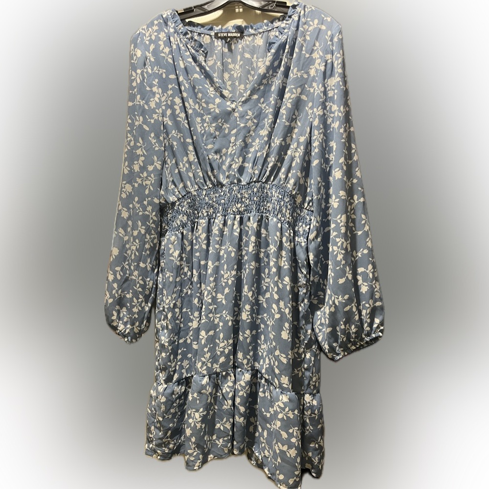 Steve Madden Blue Floral Long Sleeve Dress - Size XL